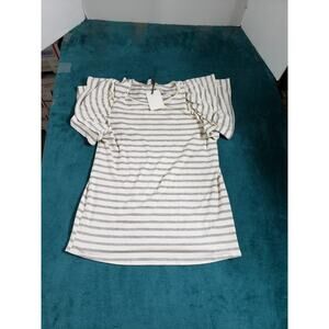 Green Envelope Top Size Small Womens White Short Sleeves Ladies Stretch NWT